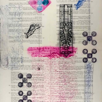 Impressões e gravuras intitulada "Bibliothèque d'un a…" por Xavier Debeerst, Obras de arte originais, Monotipo