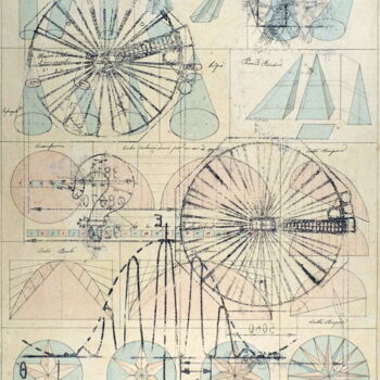 Prenten & gravures getiteld "Cosmographie #21" door Xavier Debeerst, Origineel Kunstwerk, Monotype