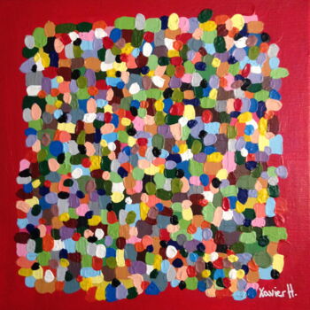 Painting titled "Foule" by Xavier Hiriart, Original Artwork, Acrylic Mounted on Wood Stretcher frame