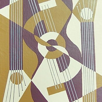 Painting titled "Guitares" by Xavier Hiriart, Original Artwork, Acrylic Mounted on Wood Stretcher frame