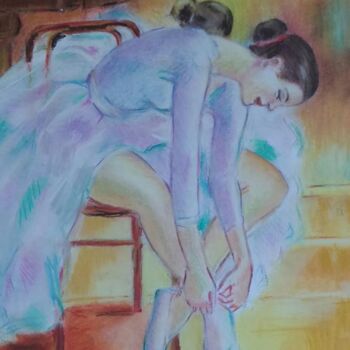 Dessin intitulée "La danseuse au miro…" par Xavier Pinchon, Œuvre d'art originale, Pastel