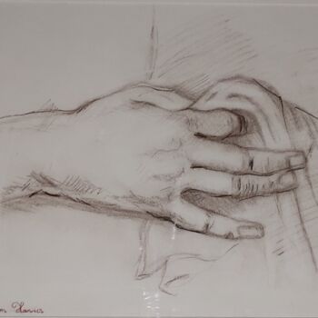 Drawing titled "Le serviteur" by Xavier Pinchon, Original Artwork, Charcoal Mounted on Aluminium