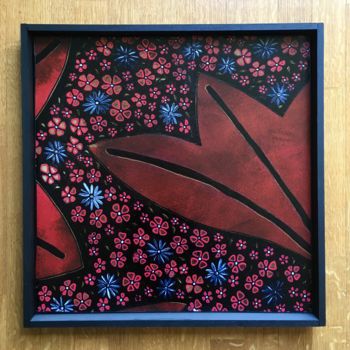 Painting titled "BOHEMIAN Flowers" by Xaro, Original Artwork, Acrylic Mounted on Wood Panel