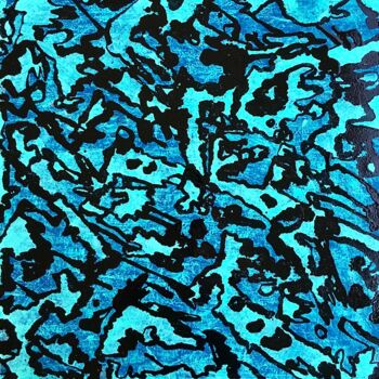 Malarstwo zatytułowany „Blue Odyssey” autorstwa Xaro, Oryginalna praca, Akryl Zamontowany na Panel drewniany