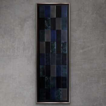 Sculpture titled "Shades of Blacks" by Xaro, Original Artwork, Metals Mounted on Wood Panel