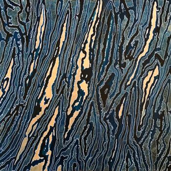Malerei mit dem Titel "Fossilized Wood 01" von Xaro, Original-Kunstwerk, Acryl Auf Holzplatte montiert