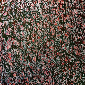 Картина под названием "LICHEN ROUGE" - Xaro, Подлинное произведение искусства, Акрил Установлен на Алюминий