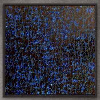 Malerei mit dem Titel "DRIPPING Blue Grey…" von Xaro, Original-Kunstwerk, Acryl Auf Holzplatte montiert