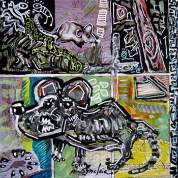 Peinture intitulée "au rat" par Xavier Synclair, Œuvre d'art originale