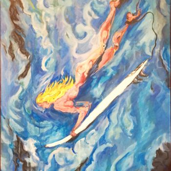 Painting titled "Daisy, surfeuse" by Xavier Trobel, Original Artwork