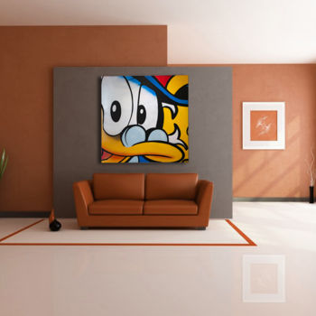 Painting titled "Uncle Scrooge" by Xavier Wttrwulghe, Original Artwork, Acrylic
