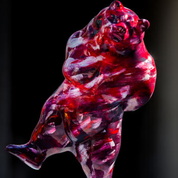 Sculpture intitulée "L'ours joyeux 25 ca…" par Xavier Wttrwulghe, Œuvre d'art originale, Résine