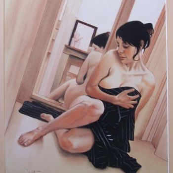 Malerei mit dem Titel "Miroir" von Xavier Lorette, Original-Kunstwerk, Öl