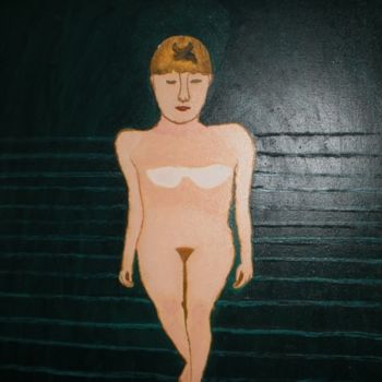 Pintura intitulada "Nu na Escada" por Xavier Vaz, Obras de arte originais