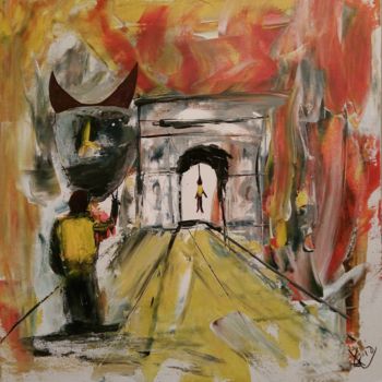 Malerei mit dem Titel "Gilets jaune" von Xc.Painting, Original-Kunstwerk, Acryl