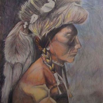 Disegno intitolato "native_american" da Xbor, Opera d'arte originale, Matita