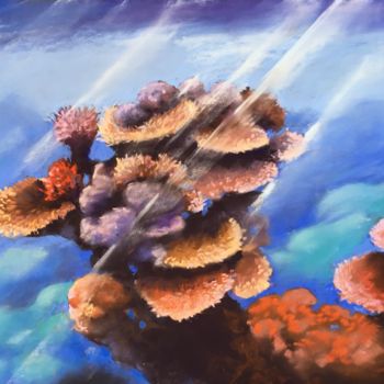 Dessin intitulée "CORAL REEF - sea oc…" par Ksenia Lutsenko, Œuvre d'art originale, Pastel