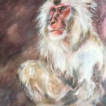 Peinture intitulée "MONKEY GOD - realis…" par Ksenia Lutsenko, Œuvre d'art originale, Aquarelle