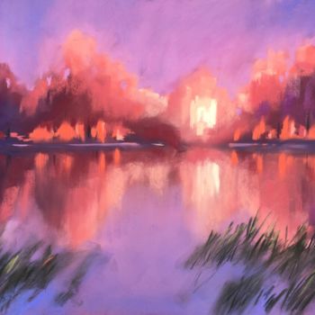 Dessin intitulée "Sunset and abandone…" par Ksenia Lutsenko, Œuvre d'art originale, Pastel