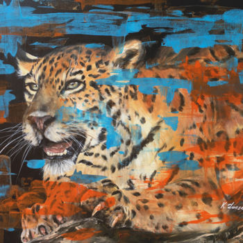 Painting titled "BILBAO - leopard re…" by Ksenia Lutsenko, Original Artwork, Acrylic