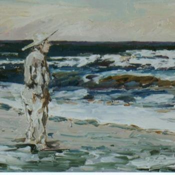 Pintura titulada "Mirando el mar" por Xeus Gómez, Obra de arte original, Oleo