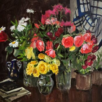 绘画 标题为“Mother's roses” 由Xeyale Bedelova, 原创艺术品, 油