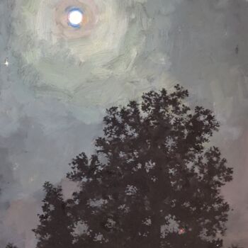 Schilderij getiteld "Moonlight" door Xeyale Bedelova, Origineel Kunstwerk, Olie Gemonteerd op Houten paneel