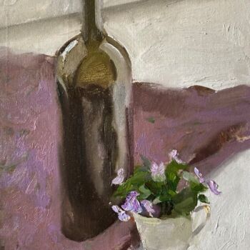 Painting titled "Violets" by Xeyale Bedelova, Original Artwork, Oil
