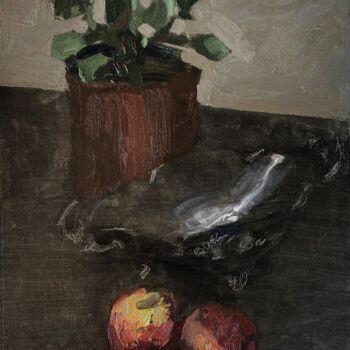 Painting titled "Still life with the…" by Xeyale Bedelova, Original Artwork, Oil