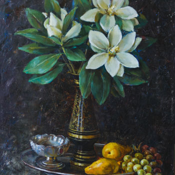 Картина под названием "Магнолии" - Анна Сорока, Подлинное произведение искусства, Масло Установлен на Деревянная рама для но…