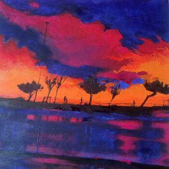 Peinture intitulée "Sunset in the orang…" par Xi Chen, Œuvre d'art originale, Huile
