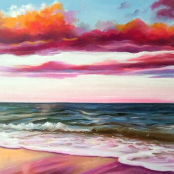 Painting titled "Sea colorful" by Xi Chen, Original Artwork, Oil