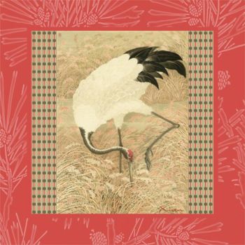 Textile Art titled "Nipponia ou l'Ibis…" by Xian Présente Les Abstra_xian, Original Artwork