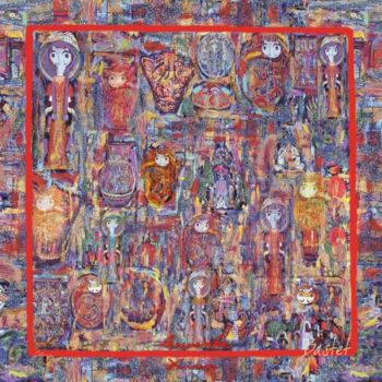 Textile Art titled "Bastet (Egyptian Ca…" by Xian Présente Les Abstra_xian, Original Artwork