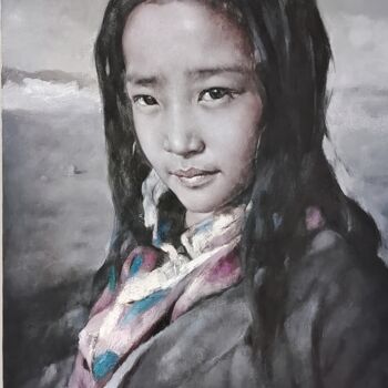 Peinture intitulée "藏地微风" par Xiao Chuan Zhang, Œuvre d'art originale, Pigments