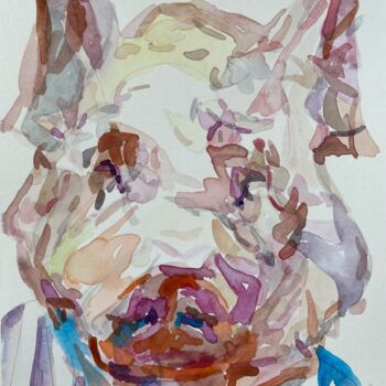 Peinture intitulée "Pighead" par Xiao Han, Œuvre d'art originale, Aquarelle