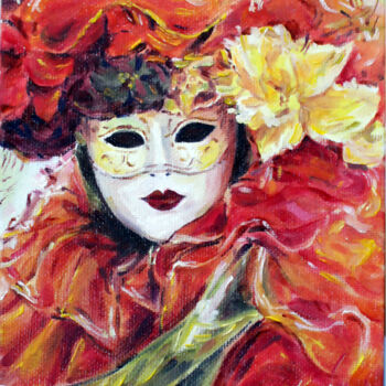 Peinture intitulée "Venetian mask" par Xiaoning Yu, Œuvre d'art originale, Huile