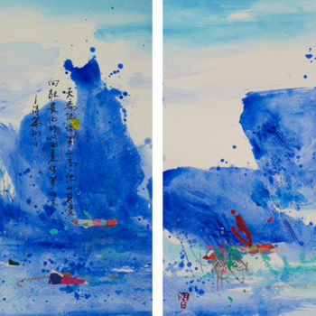 Peinture intitulée "Ocean" par Xiaoyang Galas, Œuvre d'art originale, Acrylique