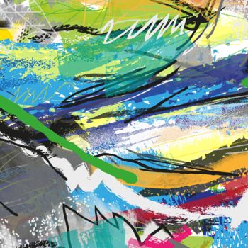 Pintura intitulada "Abstractionwave 002…" por Bruno Castro (XIBUUUSTUDIO), Obras de arte originais, Pintura digital Montado…