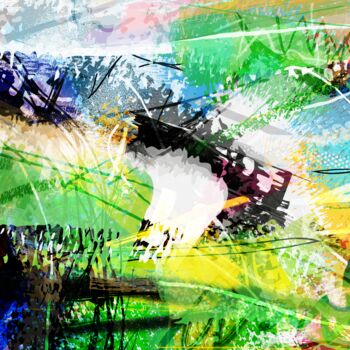 Pintura intitulada "Abstractionwave 001…" por Bruno Castro (XIBUUUSTUDIO), Obras de arte originais, Pintura digital Montado…