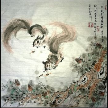 「Auspicious Song On…」というタイトルの絵画 Rongsong Xie 谢荣松によって, オリジナルのアートワーク, 顔料