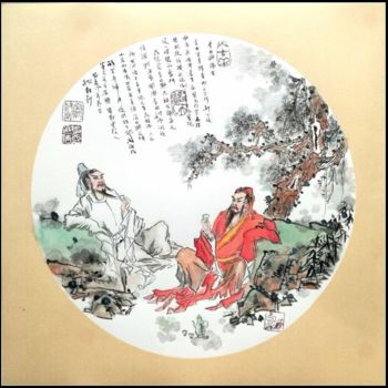 Schilderij getiteld "Li Bai respects Xie…" door Rongsong Xie Xie Rong Song, Origineel Kunstwerk, pigmenten