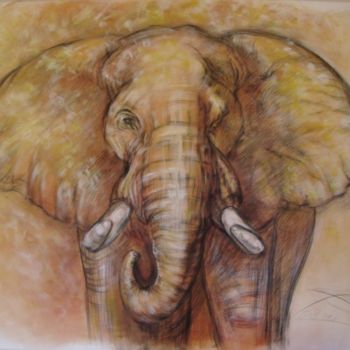 Pittura intitolato "ELEPHANT" da Wei Mazzolini, Opera d'arte originale, Olio