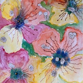 Peinture intitulée "Composition fleurie…" par Xirkys, Œuvre d'art originale, Aquarelle