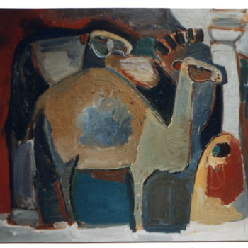Painting titled "CAMELS" by Kabyl Khalykov, Original Artwork, Oil