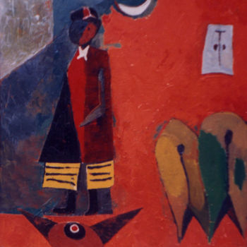 Peinture intitulée "The Shepherd" par Kabyl Khalykov, Œuvre d'art originale, Huile