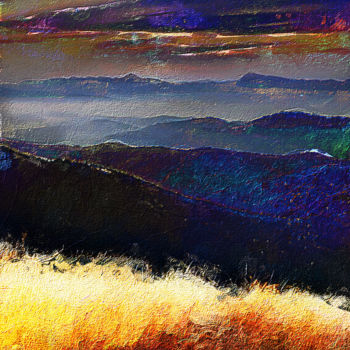 Digital Arts titled "Que la montagne est…" by Xavier Marchand, Original Artwork, Digital Painting