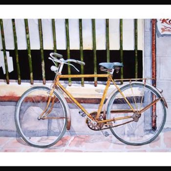 Peinture intitulée "vélo n°01" par Pascal Serviès, Œuvre d'art originale, Aquarelle