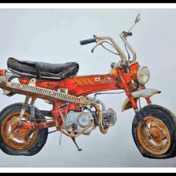 Peinture intitulée "honda-dax-ST70" par Pascal Serviès, Œuvre d'art originale, Aquarelle