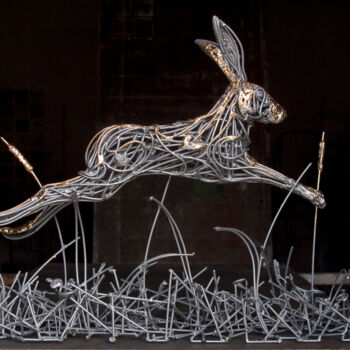 Sculpture intitulée "" Leppre "" par X.O., Œuvre d'art originale, Fil de fer